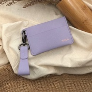【票卡夾】粉紫色十字紋牛皮/可愛小錢包/悠遊卡套/通勤/手工皮革