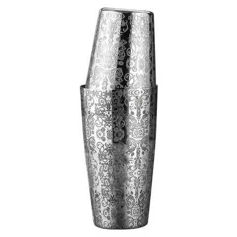 Stainless Steel Boston Shaker Tin with Etched Pattern Cocktail Shaker Martini Shaker Drink Mixer Pro
