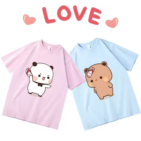 Couple Bubu Is Throwing Flip-flops At Dudu T-shirt Funny Valentines Day Clothes Cute Panda Bear Bubu