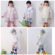 baby 小朋友雨衣children kindergarten transparent fashion wrap EVA poncho 環保EVA兒童雨衣小童/学生時尚透明包邊雨披 ，5 color,
