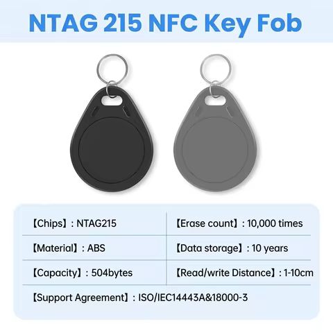 NTAG215 NFC KeyFob Waterproof Rewritable Keychain 504 Bytes Compatible with Amiibo & Apple Shortcuts