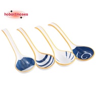 Ceramics Soup Spoons Set of Japanese Soup Spoon Long Handle Soup Spoons for Pho Ramen Noodles Wonton