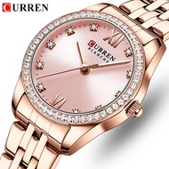 CURREN Top Brand Original Diamond Ladies Quartz Watch Fashion Stainless Steel Outdoor Sport Clock Lady Waterproof Design Watch