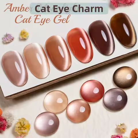 PUETNE 7.5ML Amber Moonlight Cat Magnetic Gel Nail Polish Winter Nails Jelly Glass Cat Eye Soak Off 