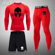 Men's Running Set Gym Legging Thermal Underwear Spartan Compression Fitness MMA Rashguard Male Quick-Drying Tights Track Suit