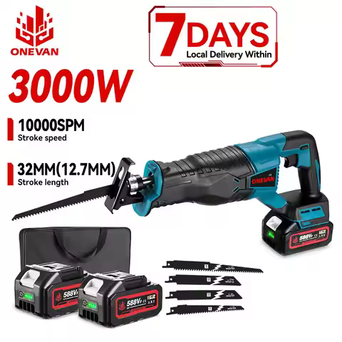 ONEVAN 3000W 10000SPM Cordless Electric Reciprocating Saw Wood Metal Pipe Cutting Electric Saw Chain
