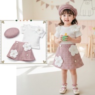 Korean style girls' set 3 pcs with hat 9m-3y