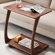 Corner Household Mini Table Living Room with Cabinet Table Wheel Solid Wood Side Table Sofa Can Squa