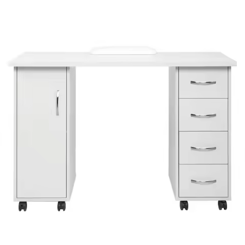 Manicure Table Nail Desk Beauty Salon W/ 4 Drawer +Wrist Rest+Wheel+Drawer