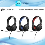 Corsair HS35 v2 Multiplatform Gaming Headset | with 3.5mm to USB Adapter