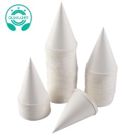 White Paper Cone Cups, Snow Cone Cups,Coated Leakproof Cone Paper Cups for , Shaved Ice, Water 200Pc