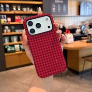 Red Plaid Pattern 2-In-1 Phone Case, Compatible With Phone 17, 16, 15, 14, 13, 12, 11 And PRO MAX Se