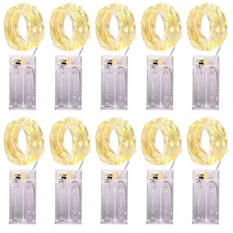 10Pcs 5Meters 150ft Copper Wire LED String Lights for Christmas Tree Wedding Party Fairy Garland Hol