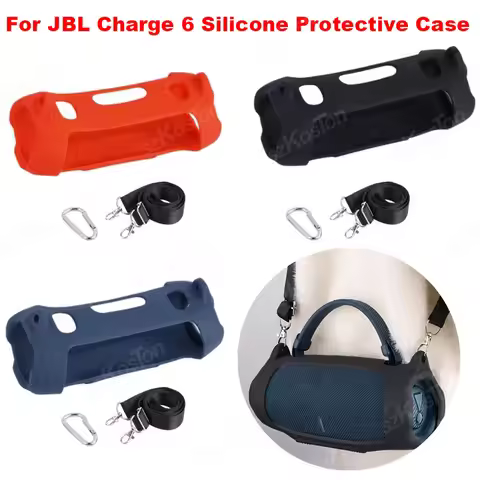 Silicone Case for JBL Charge 6 Portable Waterproof Bluetooth Speaker Travel Soft Cover with Shoulder