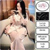 [FIRE] Women's Pajamas, TAMY Home Wear Long Sleeve Feather Coat, High Quality Latin Silk - Freesize