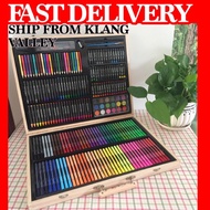 Warna lukis [READY STOCK] 220pcs Kids Drawing Art Set Painting Pen Colour Pencils With Case