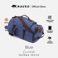MAURO Convertible Vintage Canvas Leather Backpack 34L Travel Bag Baju Beg Retro Canvas Beg Backpack 