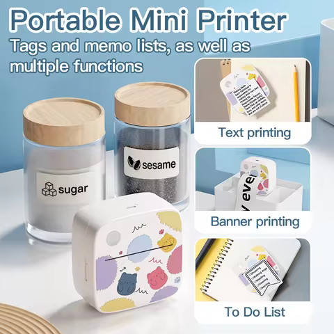 Dolewa D2 Label Maker Printer Portable Printer Thermal Paper Printer Label Sticker Paper Printer for