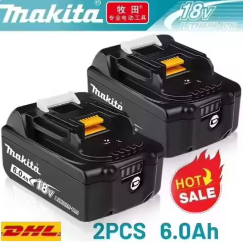 Battery Original Makita Rechargeable Lithium Original Makita 18V Battery 6Ah, High Capacity Lithium-