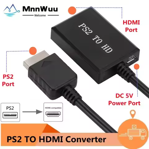PS2 To HDMI-compatible Adapter Cable for PS2 To HDMI-compatible Converter, Works for PS2 High Defina