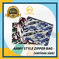 Army Design Document Zipper Bag / Zip Bag / Document Pouch / PVC Pouch / File Holder / Document Fold