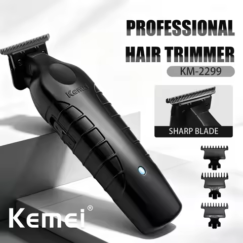 Kemei Hair Clipper Professional Hair Trimmer Electric Hair Cutting Machine Rechargeable 0mm Barber C