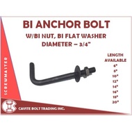 SK BI ORDINARY ANCHOR BOLT W/Bi NUT & BI FLAT WASHER DIAMETER - 3/4