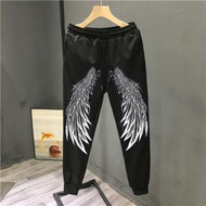 MIKEJIE2023 Spring Harajuku China-Chic Drawstring Leggings Casual Pants Mens Loose Wings Printed Hip