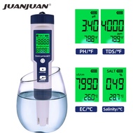 5 IN 1 PH Temperature TDS EC Salinity Meter พร้อมฟังก์ชั่นการสอบเทียบอัตโนมัติ