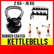 Rubber Coated Kettlebell 2 4 6 8 10 12 16 KG Weights Kettlebells - Alt to Dumbbells