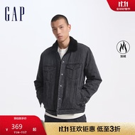 GAP男女装2024秋季新款多口袋仿羊羔绒牛仔外套百搭上衣613676