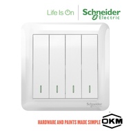 Schneider Affle Plus Electric Switch - (10AX 250V 4 Gang 1 Way, White)