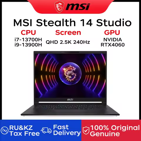 MSI Stealth 14 Studio Gaming Laptop 14 Inch QHD 2.5K 240Hz IPS Screen Notebook i9-13900H DDR5 16GB 1