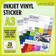 A3 Waterproof Vinyl Sticker Matte / Glossy / Transparent 20Sheets/Pack ITech Brand High Quality Stic