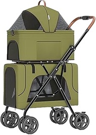 Double Pet Stroller 3-in-1 Multifunctional Dog and Cat Jogger Folding Lightweight Traveling Trolley 