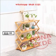 摺疊 多層幾何設計 楠竹製展示架/置身架/收納架 [SR07-51] Portable/Foldable Wooden/Bamboo Rack 三至五層 不同長度 瞬間打開 收藏不佔空間