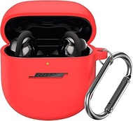 For Bose Quiet Comfort Earbuds II Case(2022), Alimingyan Silicone Protective Skin Cover for New Bose QuietComfort Earbuds 2 Accessories with Carabiner (Red)