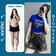 Women's ripped jean shorts with big size embroidery 55-85kg, ripped shorts with tassel pockets QC62 