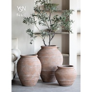 Cement Imitation Red Pottery Mediterranean Flower Pot Bohemian Ornaments Retro Clay Pottery Flower P