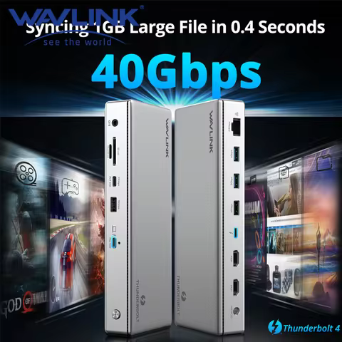 WAVLINK Thunderbolt 4 Docking Station Single 8K Triple 4K Display 13 In 1 Dock 40Gbps with Max 96W C