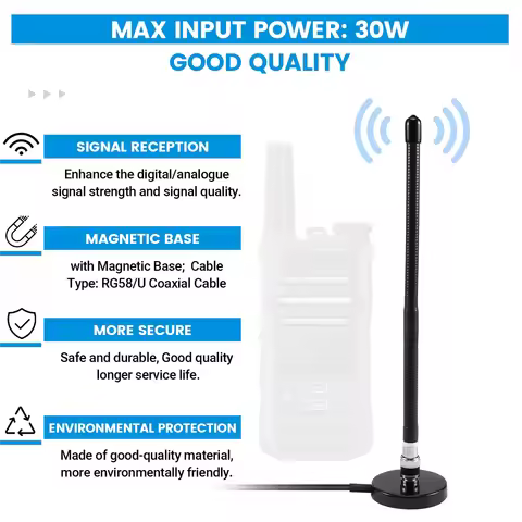 T28C CB Aerial Antenna 27MHz Soft Whip Magnetic Base BNC PL259 Connector CB Aerial Antenna for Cobra