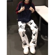 American High Street Street Wear Plankton Handsome Palm Print White Men Women hiphop Street Wear Fri