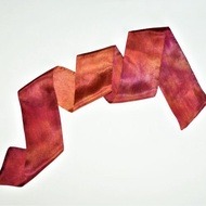 圍脖小絲巾 Skinny silk scarf 酒紅色真絲圍巾 手工染色