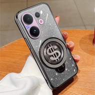 Soft Case Vivo V60 5G Glitter Dollar Ring Stand Support Wireless Handphone