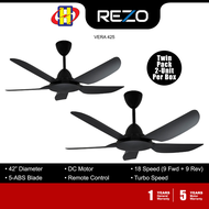 Rezo Ceiling Fan (42 Inch/Matt Black) DC Motor Remote Control 9-Speed Ceiling Fan VERA425 (VERA 425)