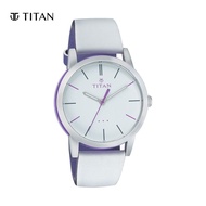 Titan White Dial Leather Strap Watch 9954KL06