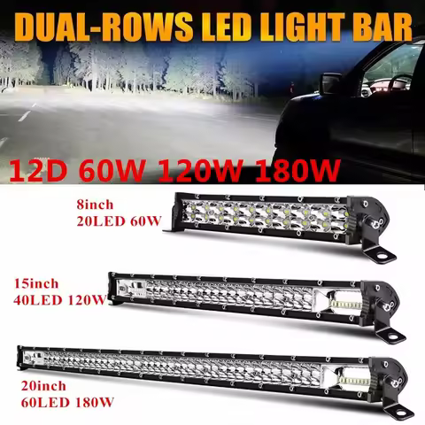 12D LED Light Bar/Work Light 60W 120W 180W 240W Super Slim LED Bar for Tractor 4X4 Offroad 4WD ATV T