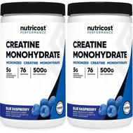 Nutricost Creatine Monohydrate Powder (Blue Raspberry), 500 Grams (1.1 LBS) (Pack of 2)