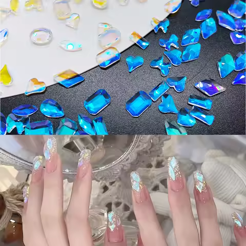 20pcs Transparent Paradise Crystal Nail Diamond Strass Glass Rhinestones 3D Nails Art Decorations Su
