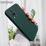 Hontinga เคสมือถือ เคสโทรศัพท์ เคส VIVO V21 4G 5G กรณีสแควร์ Original ซิลิโคนนุ่มเหลวคลุมทั้งหมดกล้องป้องกันกรณียางกลับฝาครอบโทรศัพท์ Softcase สำหรับชายหญิงชายหญ